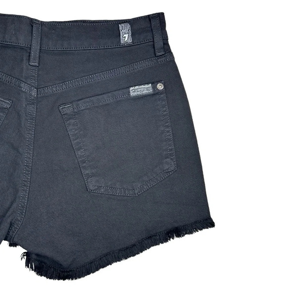 7 FOR ALL MANKIND Women’s Broken Twill Cut Off Short Black Size 28 - Picture 6 of 16